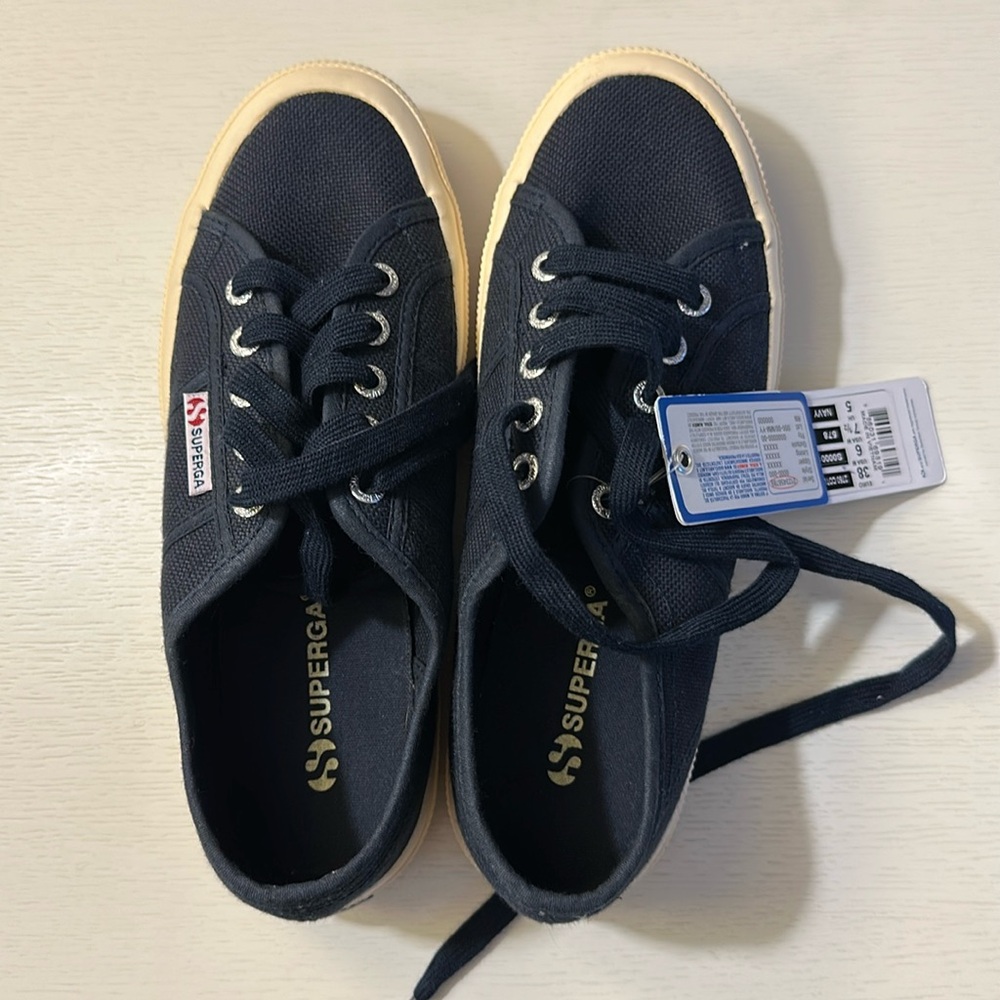 Superga Blue Sneakers Low-Top Lace-Up Design
